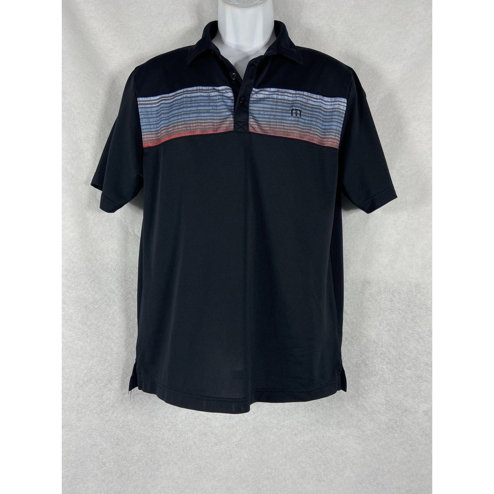 Travis Mathew Golf Polo Shirt Mens Medium Black Jetty Jumper Short Sleeve Tennis